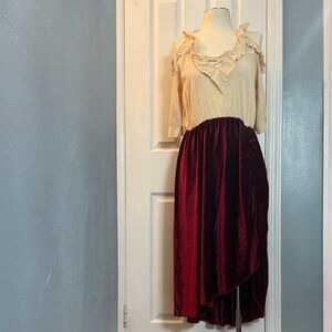 Chic Asymmetrical Cream and Red Dress